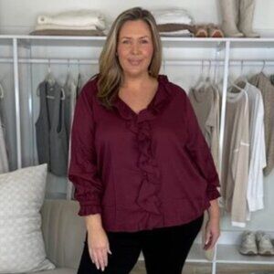 Lane Bryant Ruffle trim v-neck blouse